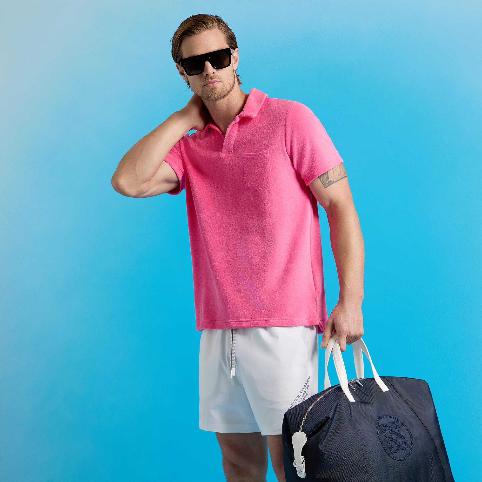 G/FORE Limited Edition French Terry Mens Polo Knockout Pink